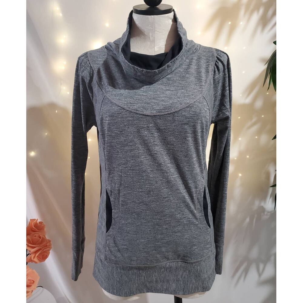PrAna Ember Cowl Funnel Neck Long Sleeve Pullover Womens Size M Heathered Gray